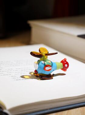 直升飞机|手工琉璃小摆件淄博玻璃工艺品桌面工位书柜创意装饰品