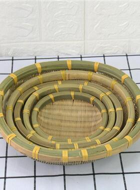 竹编家用竹簸箕单个竹编圆小簸箕纯手工竹编竹筲箕沥水篮子馒头框