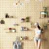 Solid wood wall hole board storage rack storage background wall hanging board wooden bookshelf decorative display rack customization