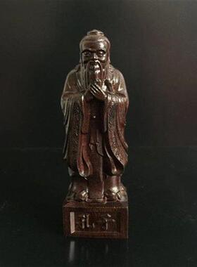 越南沉香木雕 孔子 雕像人物摆件孔夫子像家居客厅装饰木质工艺礼