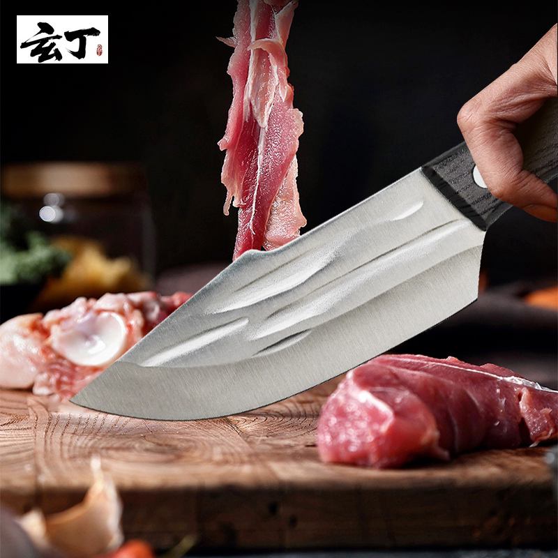 玄丁 手工锻打内蒙古手把肉刀 户外野炊家用割肉小菜刀便携切片刀
