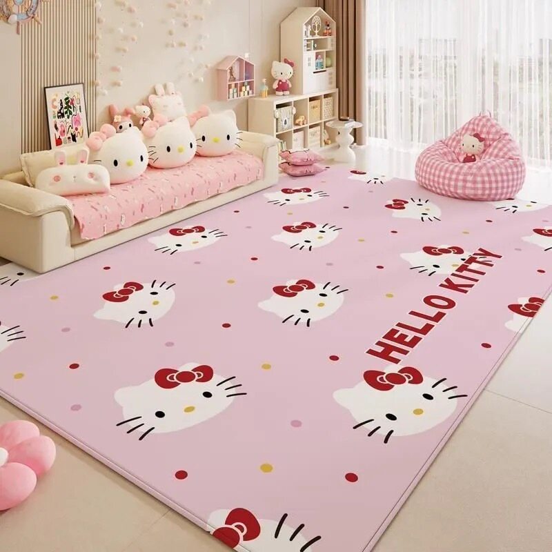 Cartoon cute pink cat diatom mud wear-resistant carpet