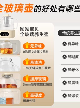 全玻璃煮茶壶养生壶多功能烧水壶小型办公室电热水壶一人用煮茶器