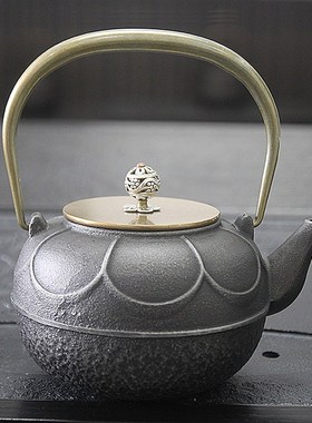 新中式复古风酒店茶楼家居软装博古架铁壶茶壶摆件铸铁烧水壶泡茶