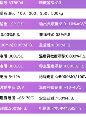 欧路达高精度称重传感器AT8504检重机皮带秤压力重力灌装秤300kg