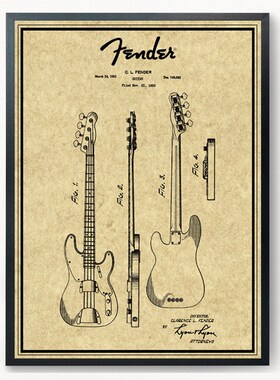 装饰有框挂画墙壁复古黑板海报电吉他音乐教室GUITAR怀旧琴房