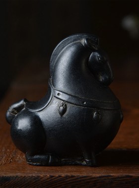 仿古仿石中国风复古创意禅意中式案头小唐马摆件茶室茶宠