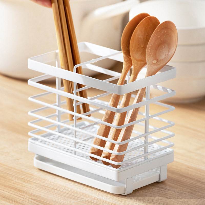 Chopstick barrel wall-mounted chopstick cage household tableware storage rack drain chopstick rack kitchen punch-free chopstick barrel storage box