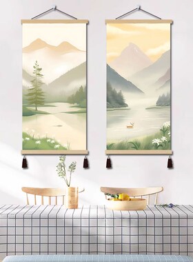 日照金山入户玄关装饰画风景山水画高级感奶油风壁画走廊过道挂画