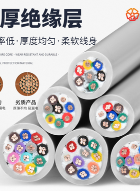 高柔性拖链电缆线TRVV6 7 8 10 12多芯0.3 0.50.75平方耐弯折软线