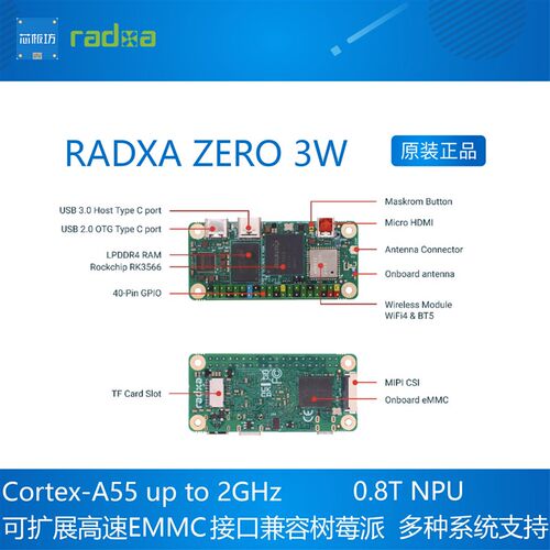 RADXA ZERO 3W 开发板 四核迷你开发板 RK3566 芯片  ROCK - 图0