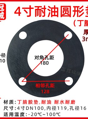 球阀垫片法兰垫四氟垫4寸方形垫圆球阀耐油丁腈胶垫耐酸碱抗腐蚀