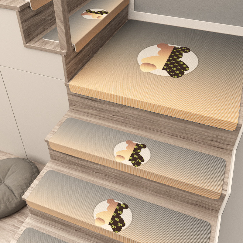 Light luxury style high-end stair step wood stair non-slip mat glue-free self-adhesive pvc stair steps with carpet
