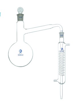 1801全玻蒸馏装置250/500具支蒸馏器烧瓶蛇形冷凝管精油萃取提纯