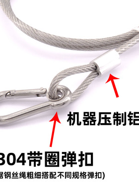 304不锈钢包塑钢丝绳可调节长度防坠落安全绳舞台灯音响保险绳子