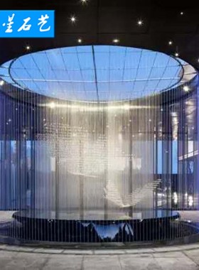 拉丝水幕室内g水帘人造水景观灯光穿拉线雨帘瀑布流水景高端不锈