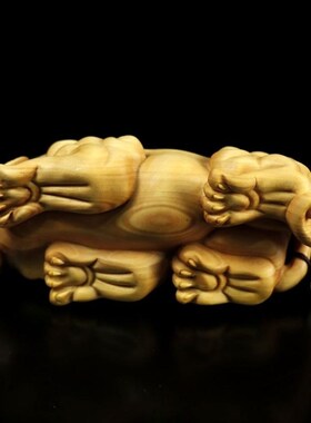 黄杨木手把件招财貔貅文玩茶桌实木茶宠小摆件男士把玩雕刻工艺礼