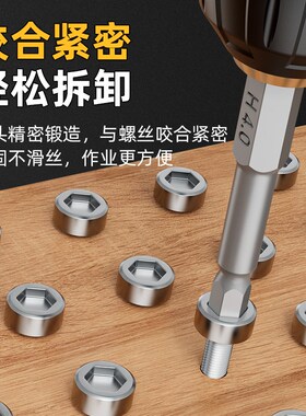 蓝胜内六角批头套装电动螺丝刀套装强磁六角柄电钻电批加长披头