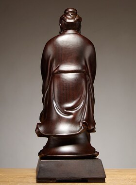 黑檀木雕孔子雕像摆件家居客厅木质孔夫子像工艺品开业教师节送礼
