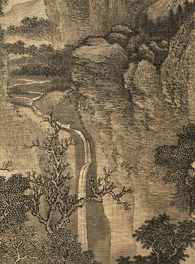 南宋江参摹范宽庐山图古代山水画卷轴国画字画名画复制仿古画挂画