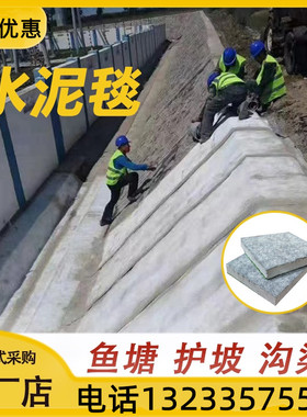 新型混凝土水泥毯浇水固化河道改造鱼塘池护坡铺路沟渠固坝固土毯
