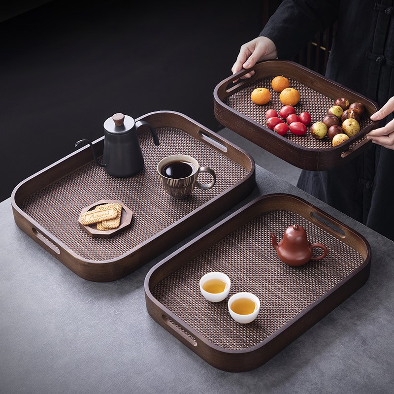 Restaurant serving tray retro walnut color tea set tea tray tea cup serving serving home living room coffee table cup snack tray