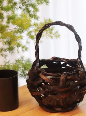 七月七竹编花器 仿古花篮 竹工艺品 竹制品竹篮子传统花艺插花篮