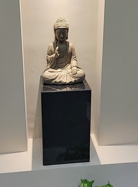 天然黑白根大理石底座雕塑摆台玄关客厅落地Q黑色台柱子摆件石墩