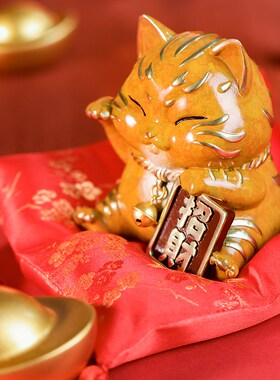 朱炳仁铜 《稳赚》招财猫桌面招财办公室装饰铜摆件开业礼