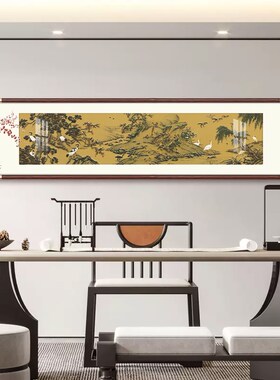 沈铨百鸟朝凤图客厅装饰画横幅实木G中式国画名画沙发背景墙挂画