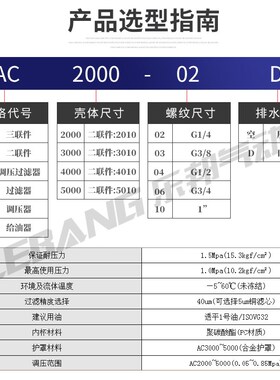 气动气源二联件连体AC5010-10D AC4010-04D AC3010-03D AC2010-02