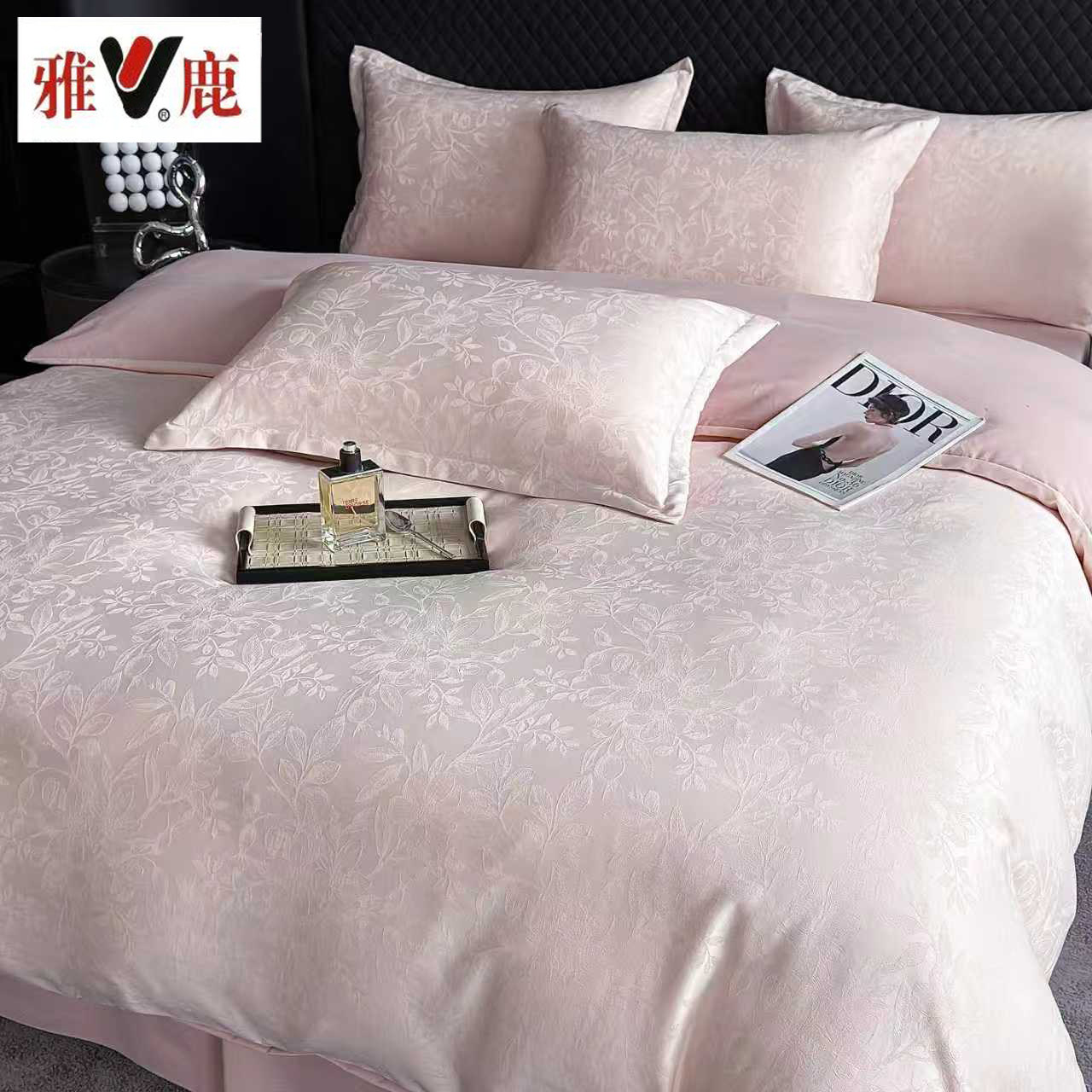 雅鹿金丝银线新款高奢宋锦缎大提花四件套双人床上用品