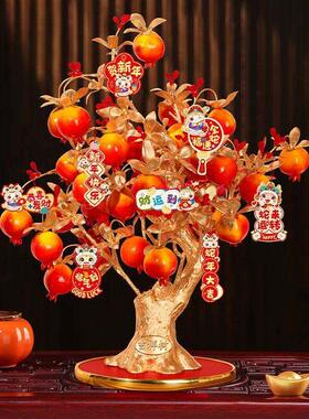 红色发财树新年装饰发财树摆件2025新款蛇年春节福桶喜庆场景布置