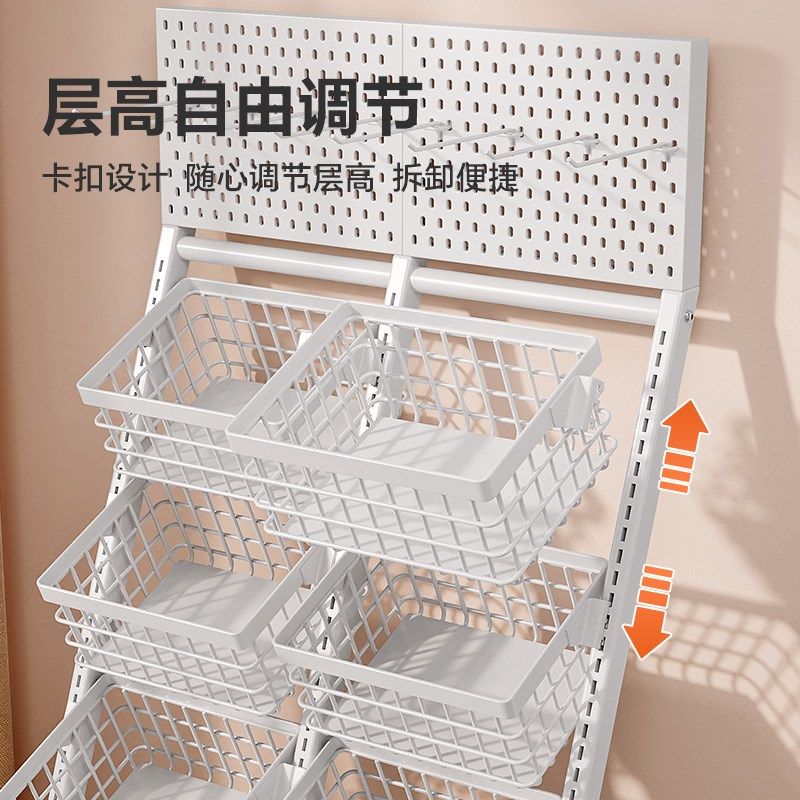 Kitchen multi-functional shelf floor-standing vegetable basket fruit and vegetable debris storage N storage rack hole board trolley storage