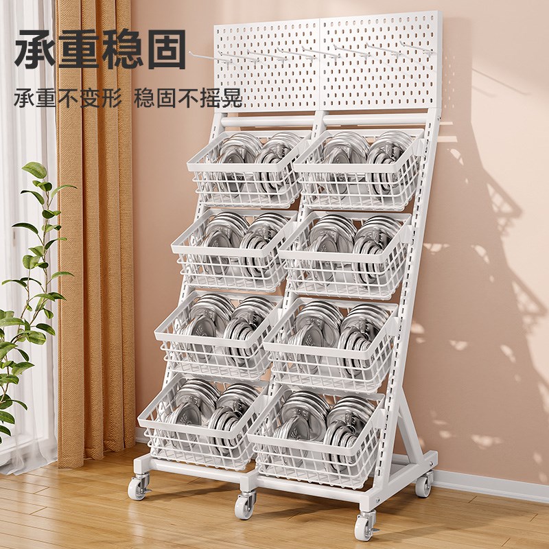 Kitchen multi-functional shelf floor-standing vegetable basket fruit and vegetable debris storage N storage rack hole board trolley storage