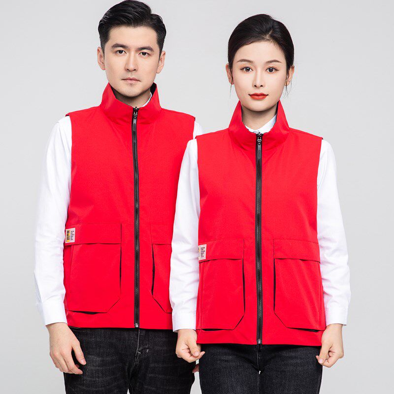 Double-sided wearable work clothes vest, custom printed logo photography E photography multi-pocket vest, volunteer supermarket horse