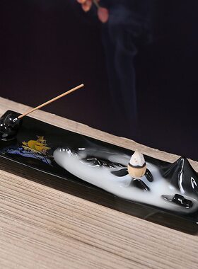 甄选卧倒流香炉线香炉茶道陶瓷线香插香托创意室内家用桌面山水香