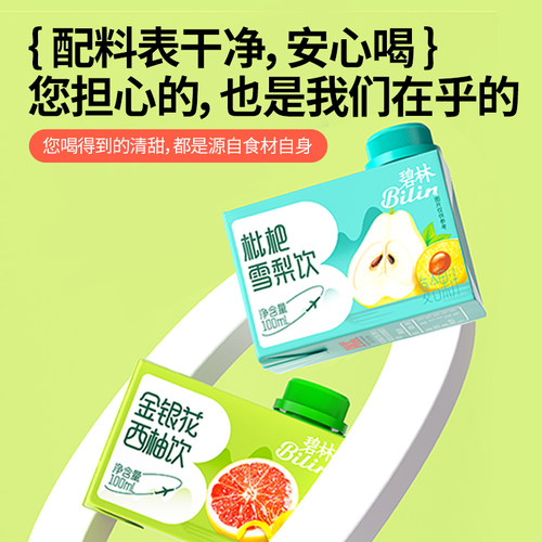 碧林果汁100ml24瓶甜橙金桔汁金银花西柚汁枇杷雪梨红豆养生饮料 - 图1