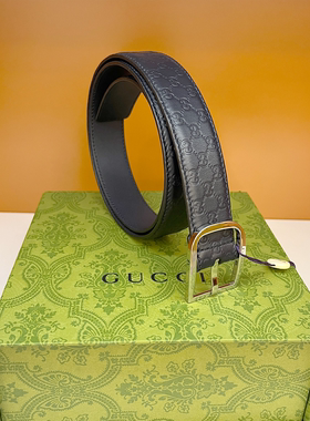 Gucci/古驰   银针扣款深蓝色小压花腰带 宽3厘米经典 正品皮带