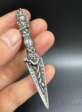 复古藏式手工錾刻天铁杵橛吊坠项链吊坠手把件