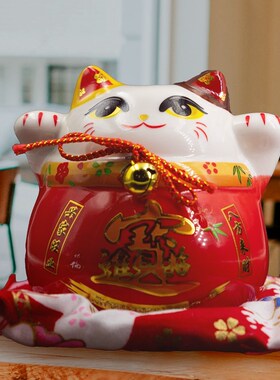 客厅办公室桌面招财摆件店铺睁眼开运招财乔迁家内玄关招财猫礼品