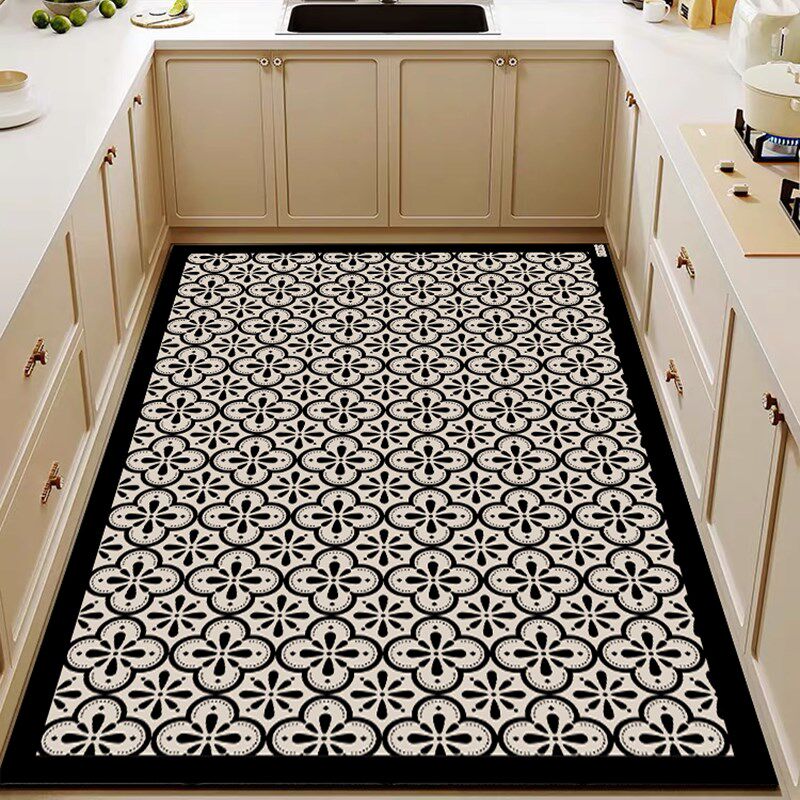 Kitchen floor mats are non-slip, oil-resistant, water-resistant and stain-resistant and can be scrubbed for home leather carpets. Foyer non-slip and anti-dirty mats