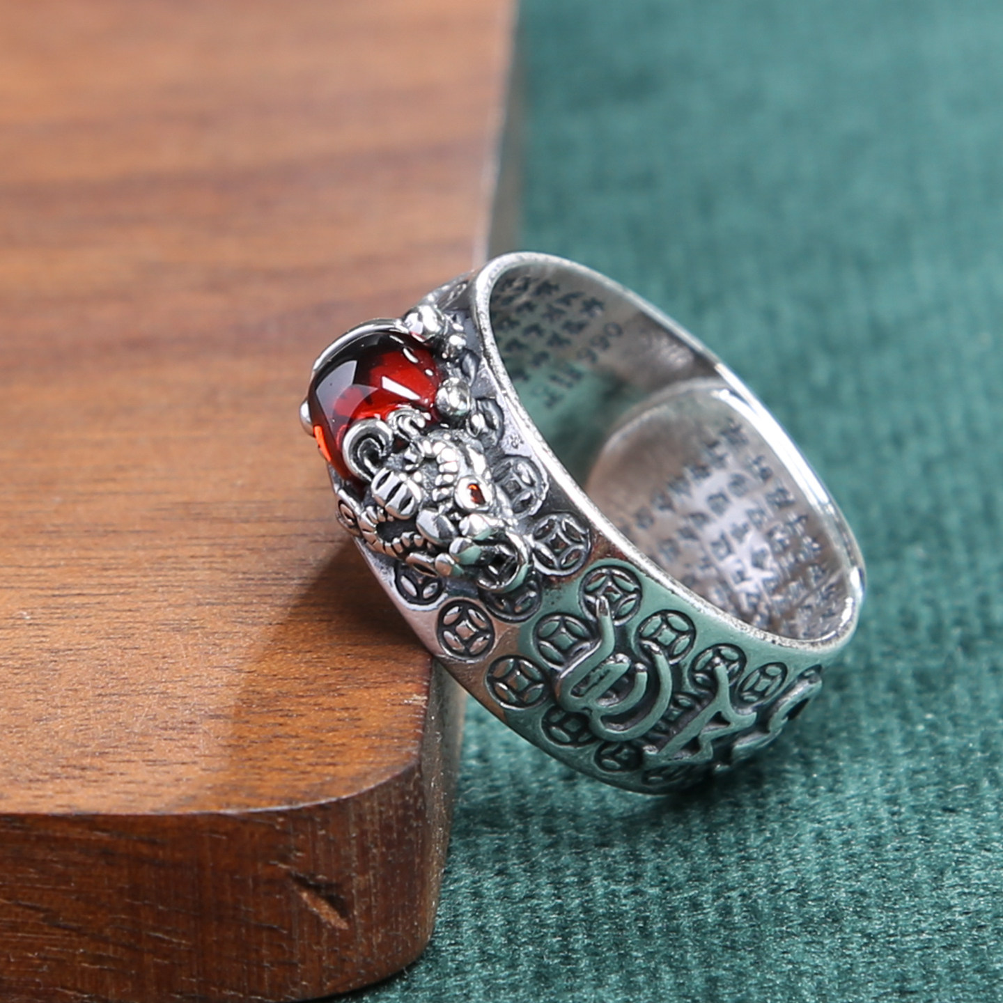 Zhongxinyinlou Pure Silver Pixiu Silver Ring Retro Opening