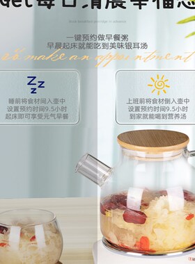 墨绿色1.2升玻璃养生壶 自动保温防溢花茶壶 适用办公室小型煎药