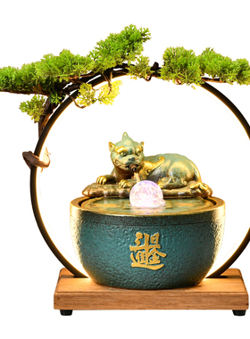 创意桌面貔貅流水摆件客厅室内加湿装饰开业礼品水晶球循环水喷泉