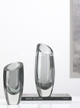 甄选轻奢现极简玻璃花家居软装饰品样板房间书房餐桌面插花器摆件