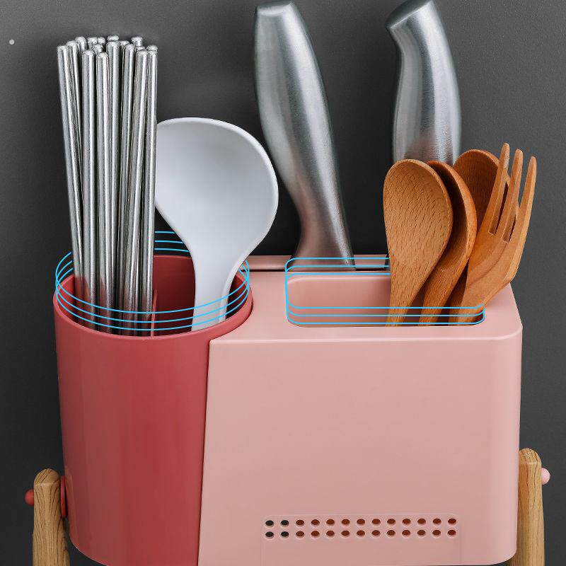 Chopstick basket wall-mounted chopstick tube household multi-functional chopstick cage wall-mounted drain chopstick storage rack plastic kitchen chopsticks