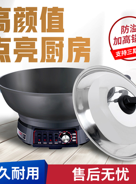 电炒锅多功能家用电热锅定时铸铁电锅电炒菜锅煮饭蒸炖一体式电锅