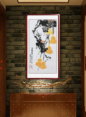 国画葫芦福禄图五福临门手绘真迹客厅装饰画写意花鸟画定制卷轴画