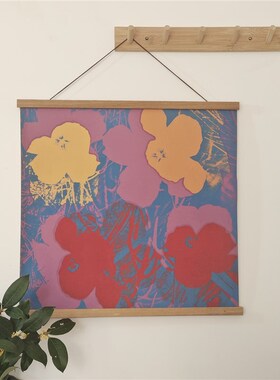 安迪沃霍尔波普风花卉挂画实木磁铁油画布挂轴画电表箱装饰画定制